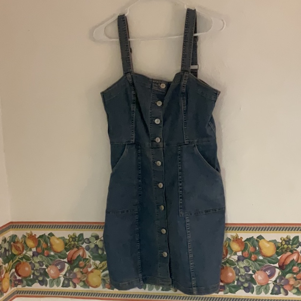 Sale! Divided Cotton Denim Button Down Mini Dress, Size S, Mid Wash Blue Denim - Picture 1 of 7